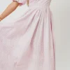 Discount Worth Collective Abby 100% Cotton Midi Dress in Pink