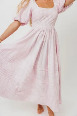 Discount Worth Collective Abby 100% Cotton Midi Dress in Pink