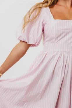 Discount Worth Collective Abby 100% Cotton Midi Dress in Pink