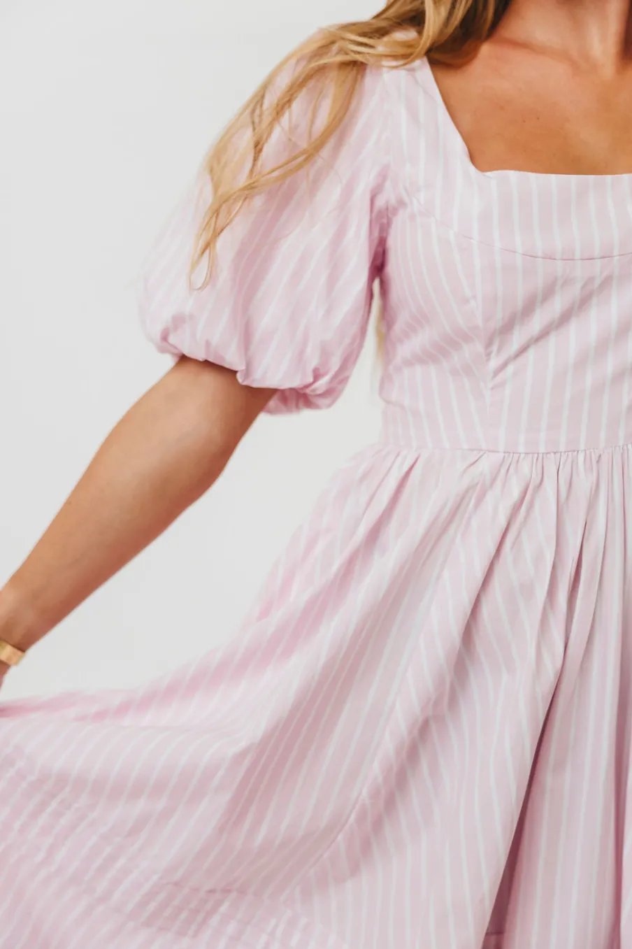 Discount Worth Collective Abby 100% Cotton Midi Dress in Pink