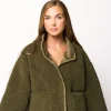 Sale Worth Collective Abby Sherpa and Suede Reversible Jacket in Olive