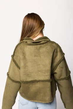 Sale Worth Collective Abby Sherpa and Suede Reversible Jacket in Olive