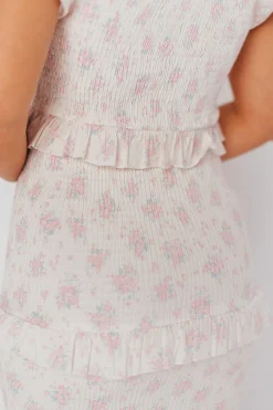 Online Worth Collective Ada Smocked Dress in Pink Floral- Bump Friendly & Inclusive Sizing (S-