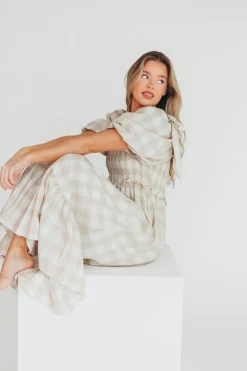 New Worth Collective Addyson Maxi Dress in Natural Multi - Cotton/Linen Blend - Bump Friend