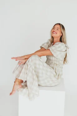 New Worth Collective Addyson Maxi Dress in Natural Multi - Cotton/Linen Blend - Bump Friend