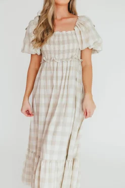New Worth Collective Addyson Maxi Dress in Natural Multi - Cotton/Linen Blend - Bump Friend