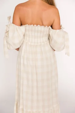 New Worth Collective Addyson Maxi Dress in Natural Multi - Cotton/Linen Blend - Bump Friend