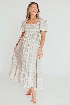 New Worth Collective Addyson Maxi Dress in Natural Multi - Cotton/Linen Blend - Bump Friend