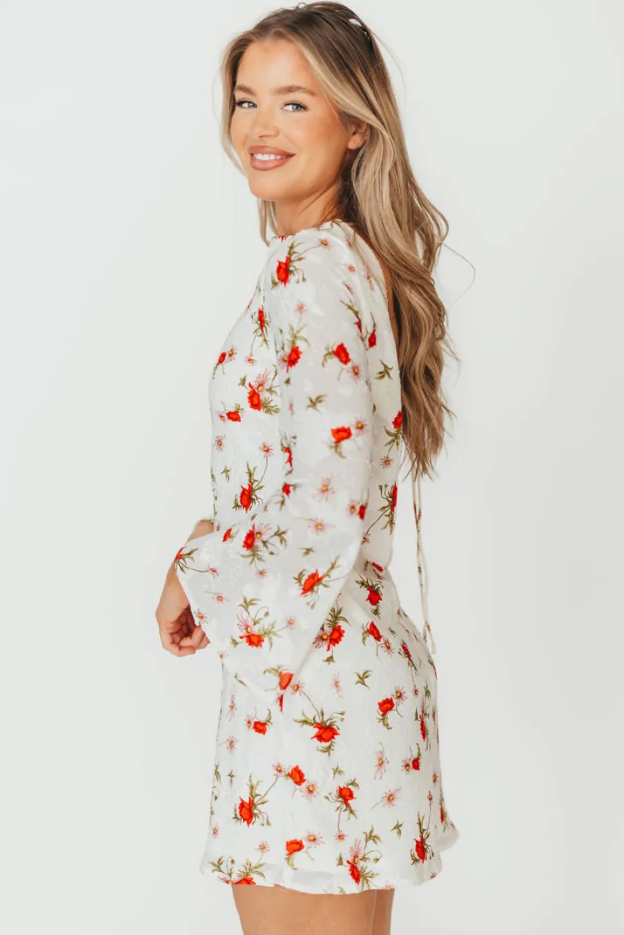 Clearance Worth Collective Adelaide Open Back Floral Mini Dress in White