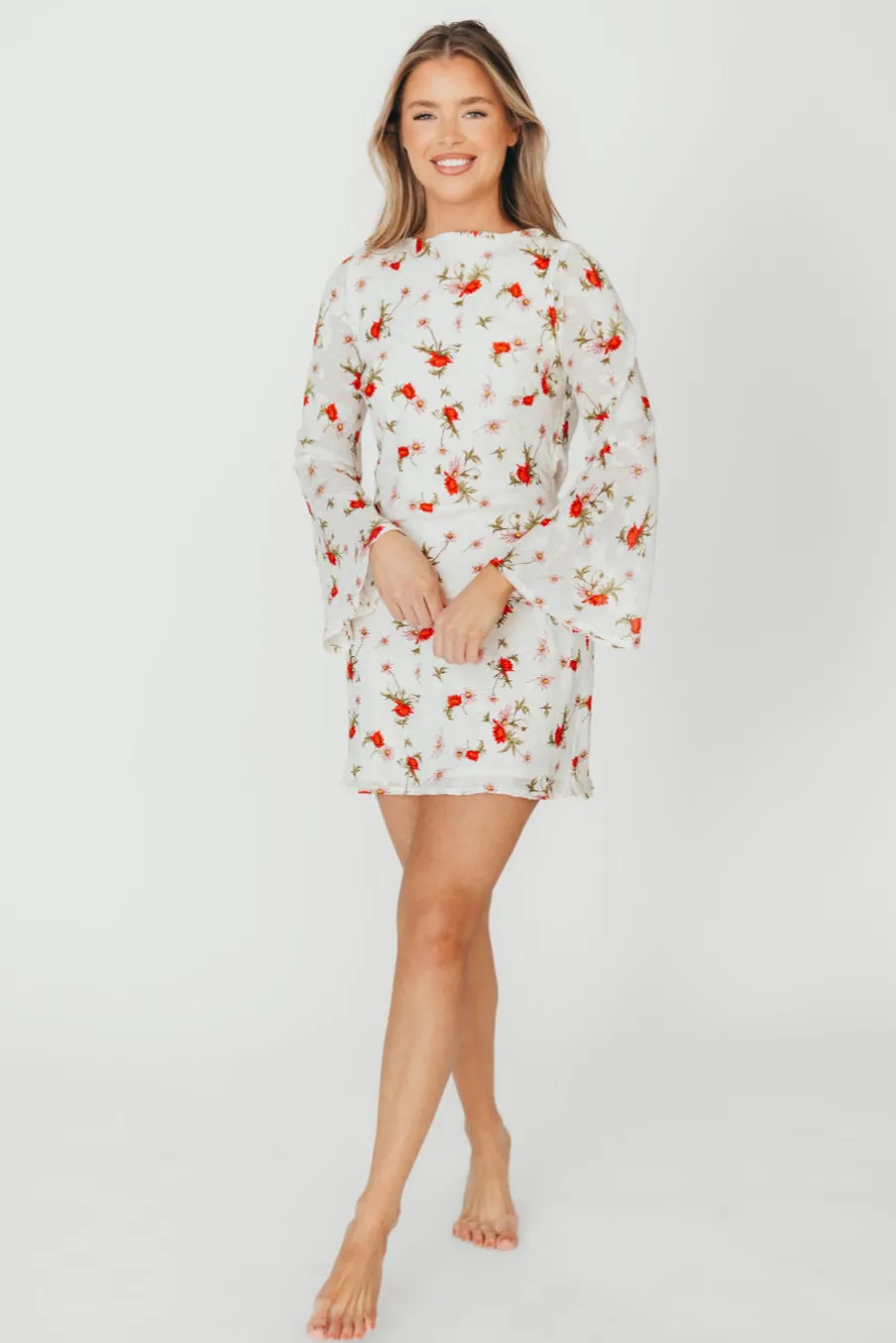 Clearance Worth Collective Adelaide Open Back Floral Mini Dress in White
