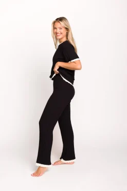 Best Worth Collective Adele Ribbed Knit Top and Pants Set in Black