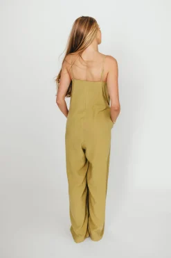 Hot Worth Collective Adeline Pleated Jumpsuit in Olive