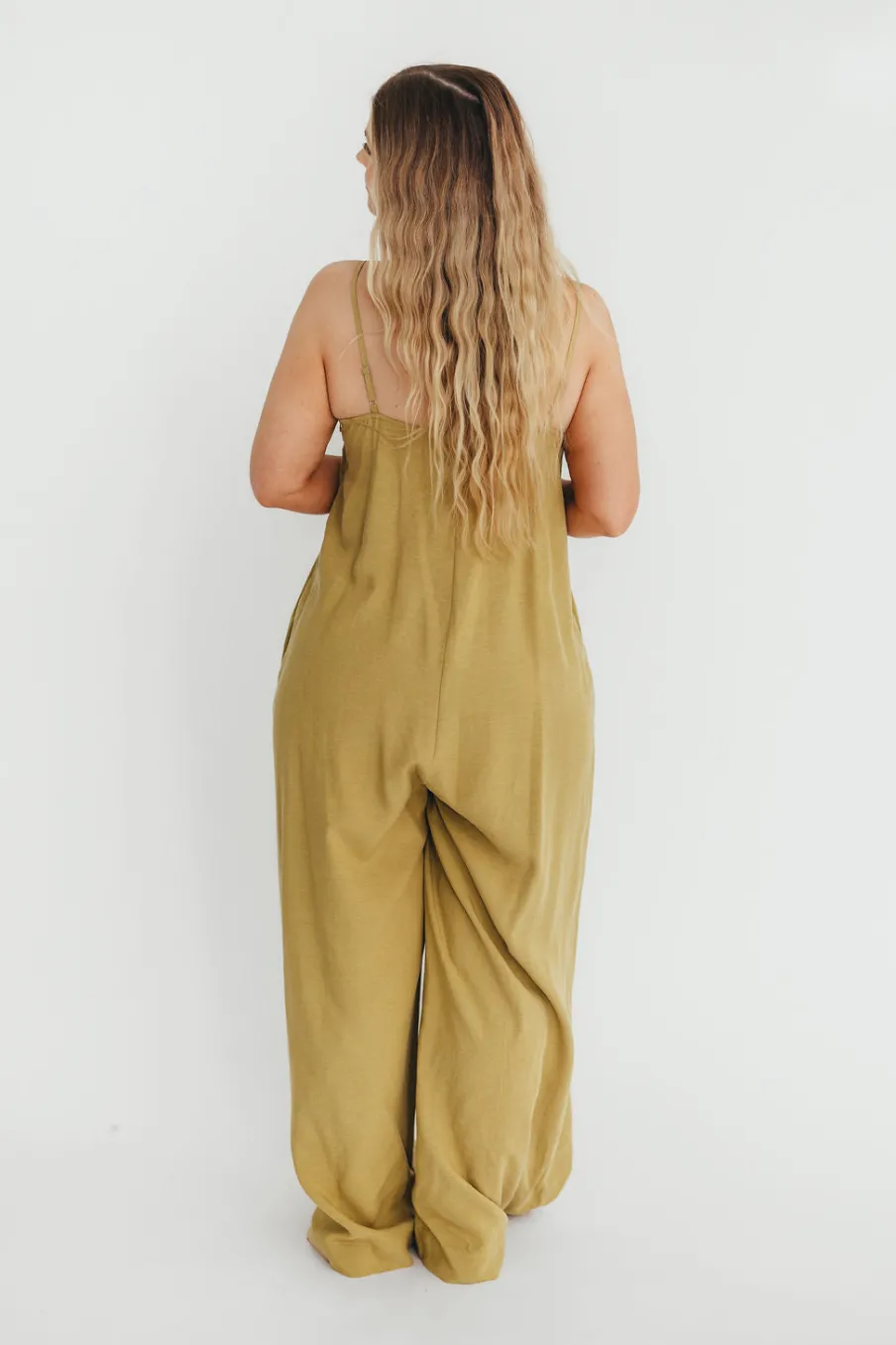 Hot Worth Collective Adeline Pleated Jumpsuit in Olive