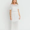 Hot Worth Collective Aidan Open Knit Top and Maxi Skirt Set in Off-White
