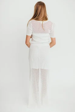 Hot Worth Collective Aidan Open Knit Top and Maxi Skirt Set in Off-White