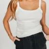 Clearance Worth Collective Ainara Ribbed Tank in Ivory
