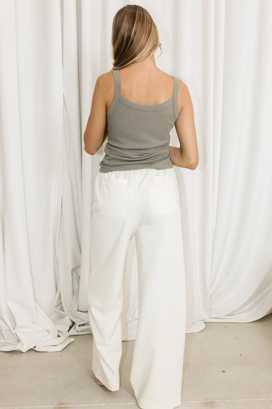 Hot Worth Collective Ainara Ribbed Tank in Olive