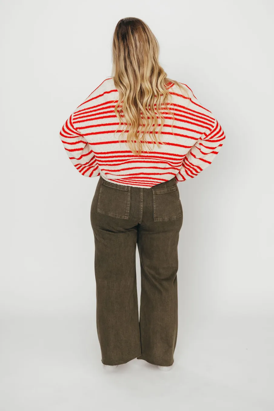Outlet Worth Collective Alder Striped Cardigan and Stripe Tank Set in Natural/Red