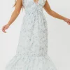 Hot Worth Collective Alix Maxi Dress in White Blue Floral