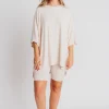 Online Worth Collective All Weekend Long Set - Short Sleeves - in Oatmeal