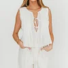 Fashion Worth Collective Allexia Bow Tie Tank Woven in Off-White