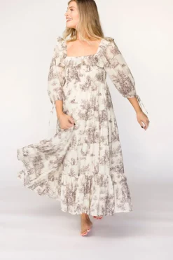 Discount Worth Collective Amali Dress in Ivory - 100% Cotton & Bump Friendly