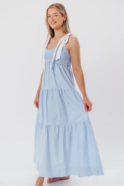 Hot Worth Collective Amber Maxi Dress in Chambray/Ivory