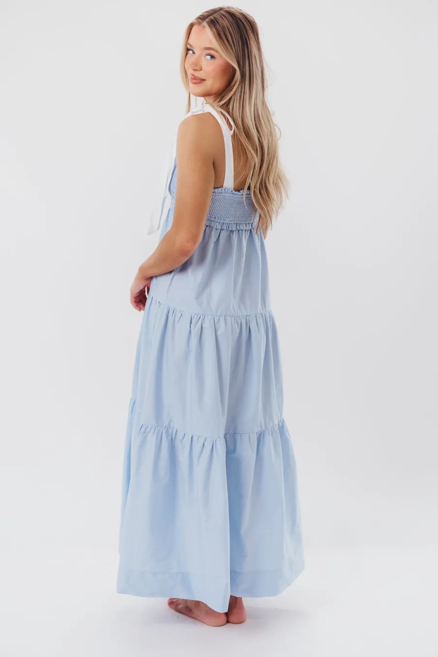 Hot Worth Collective Amber Maxi Dress in Chambray/Ivory