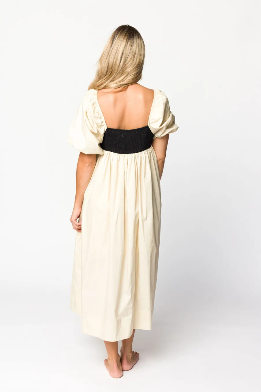 Discount Worth Collective Amia Cotton Midi Dress in Beige