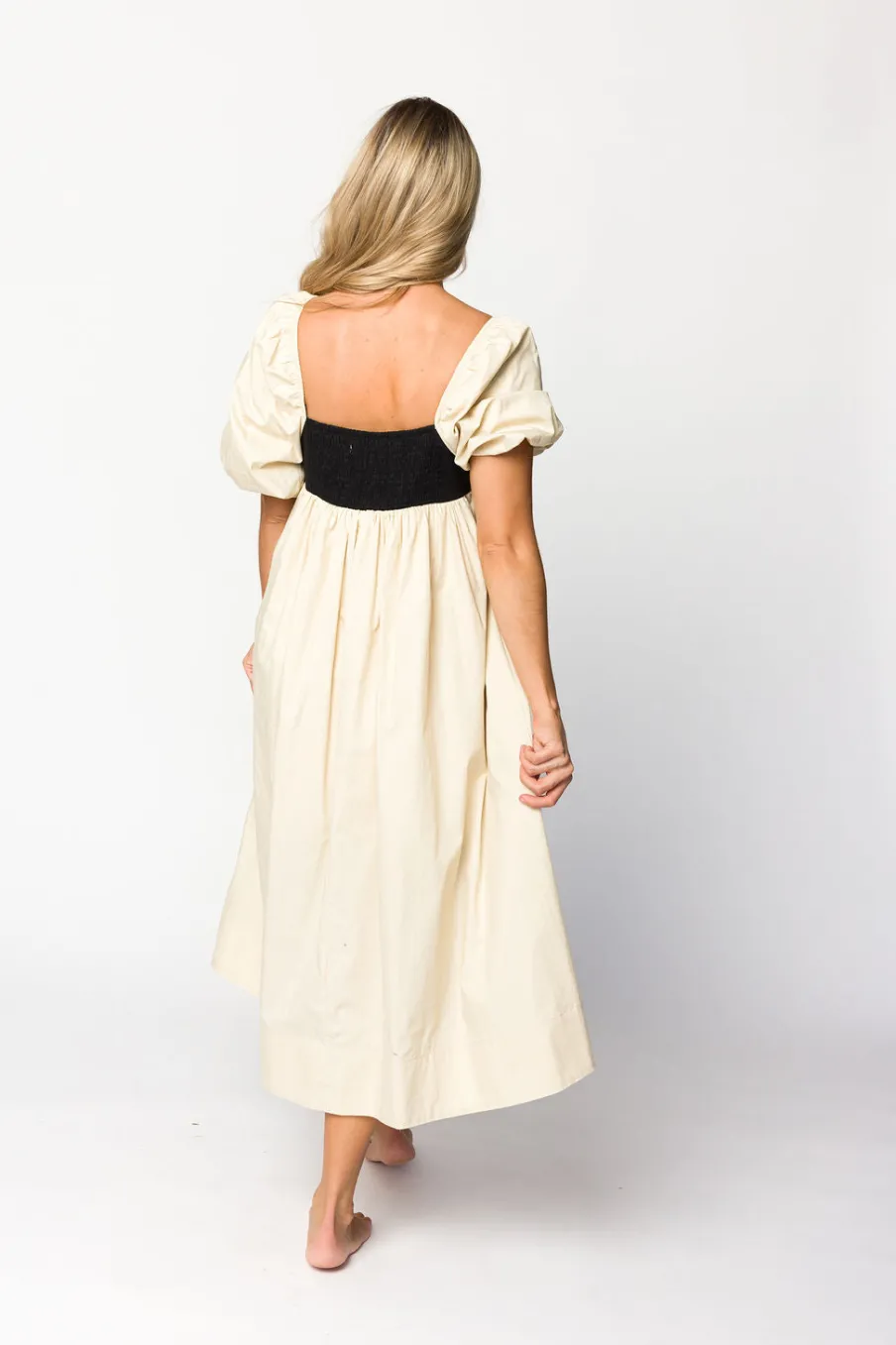 Discount Worth Collective Amia Cotton Midi Dress in Beige