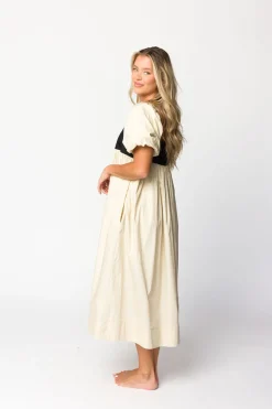 Discount Worth Collective Amia Cotton Midi Dress in Beige