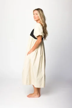 Discount Worth Collective Amia Cotton Midi Dress in Beige