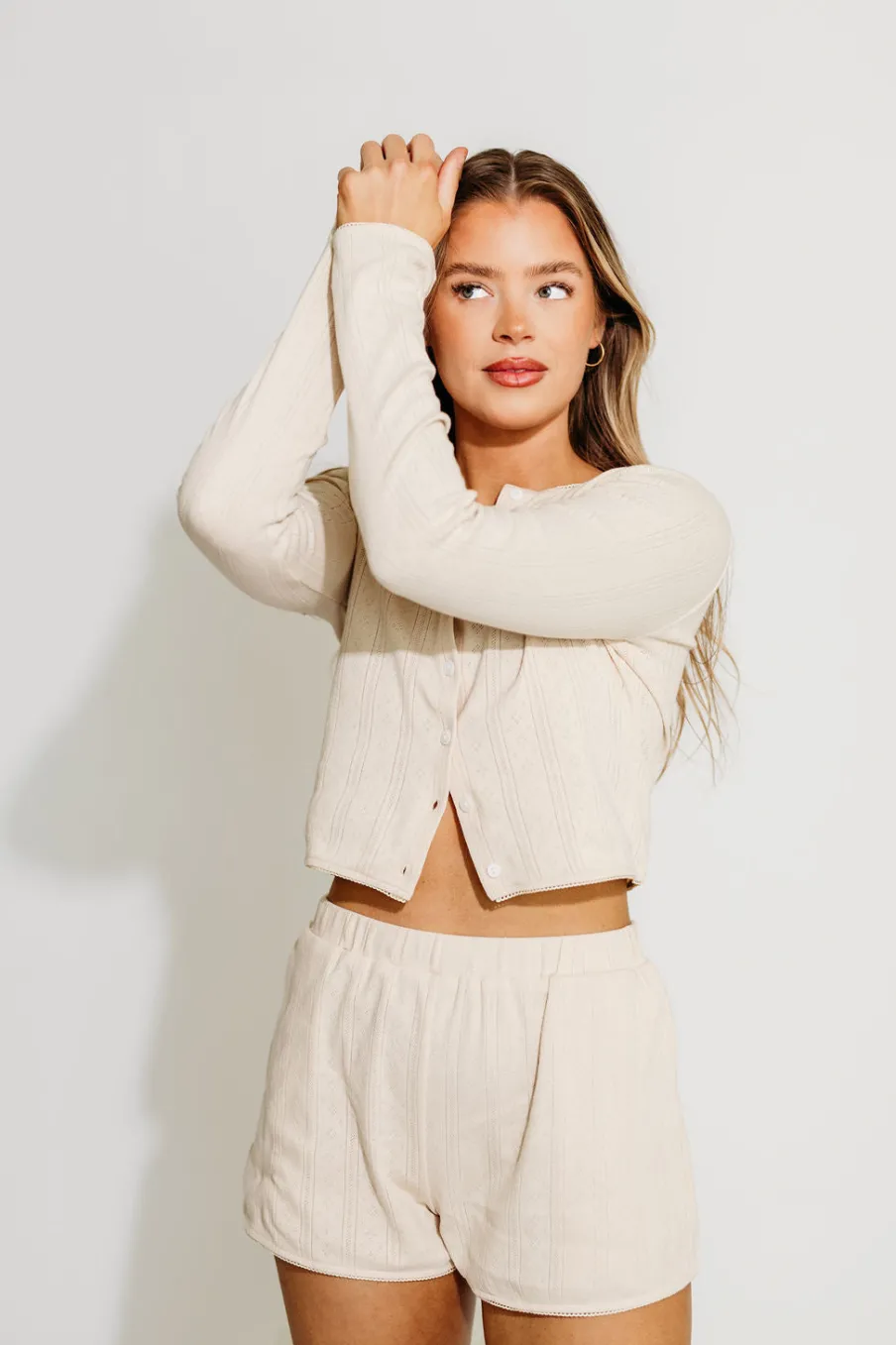 Clearance Worth Collective Andie Pointelle Short in Cream