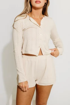 Clearance Worth Collective Andie Pointelle Short in Cream