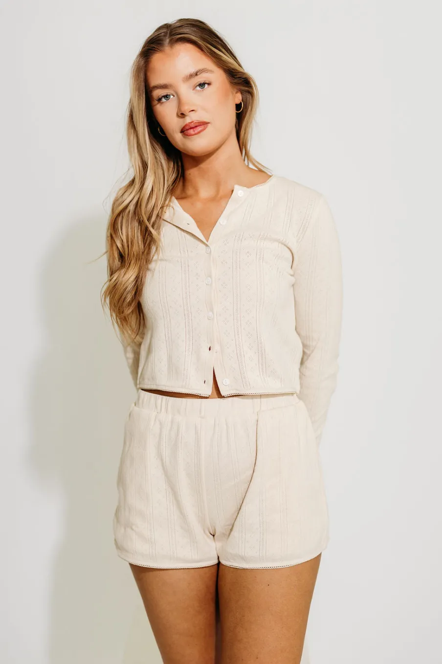 Clearance Worth Collective Andie Pointelle Short in Cream