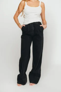 Sale Worth Collective Anna High Rise Pleated Palazzo Pants in Washed Black