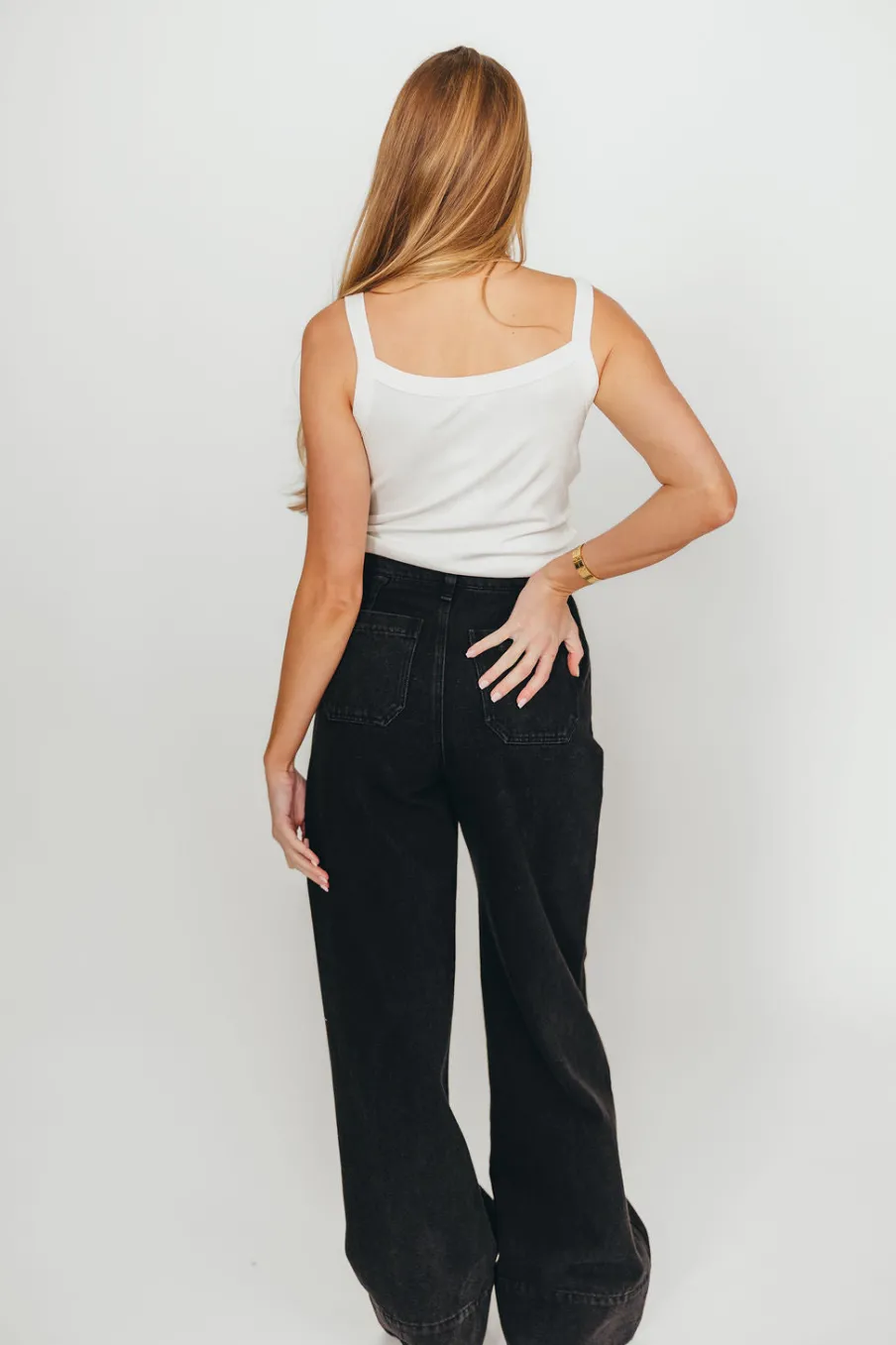 Sale Worth Collective Anna High Rise Pleated Palazzo Pants in Washed Black