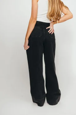 Sale Worth Collective Anna High Rise Pleated Palazzo Pants in Washed Black
