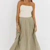 Online Worth Collective Apolline Crinkle Maxi Skirt in Sage