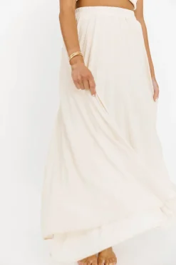 Outlet Worth Collective Apolline Crinkle Maxi Skirt in Cream