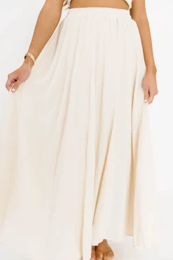 Outlet Worth Collective Apolline Crinkle Maxi Skirt in Cream
