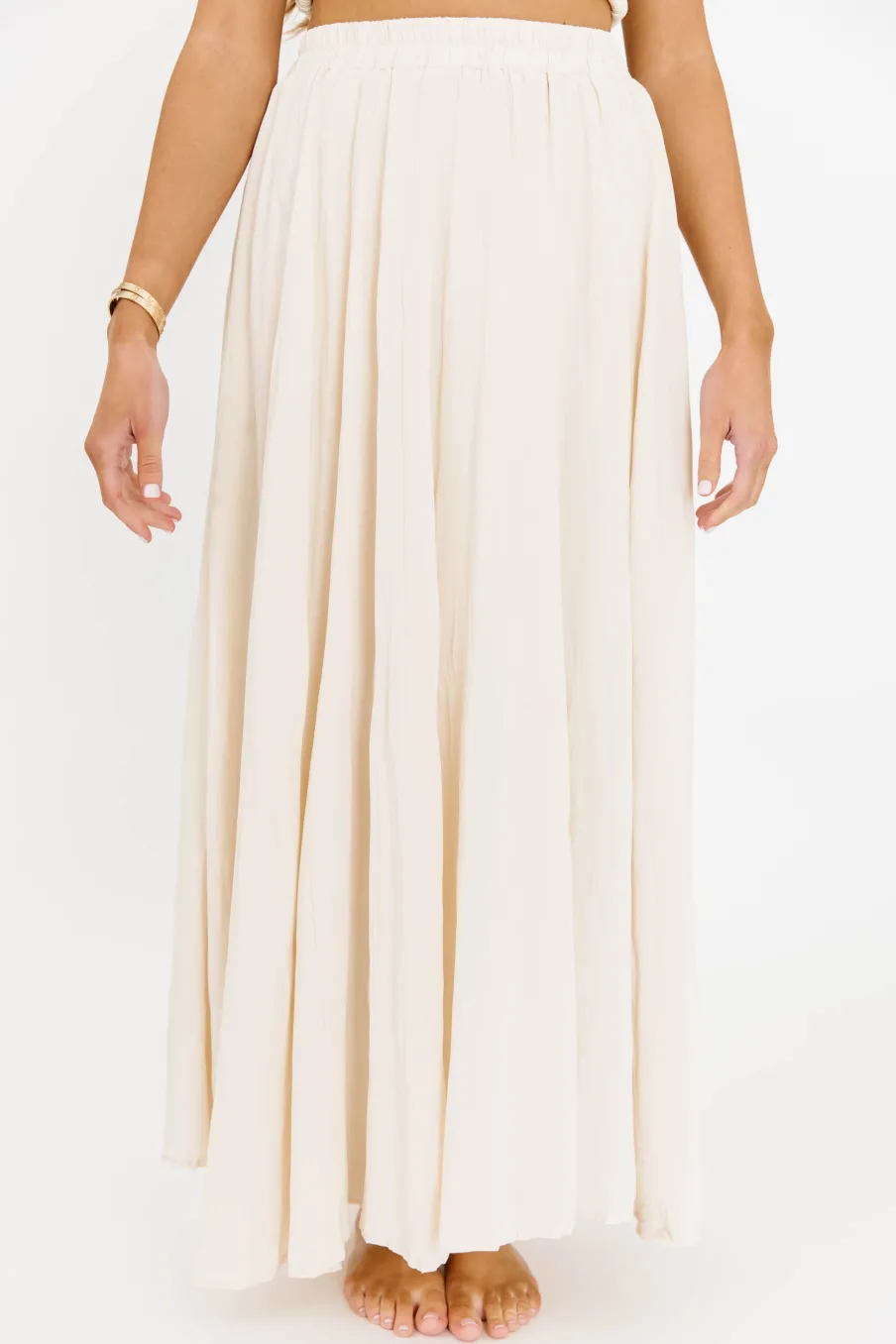 Outlet Worth Collective Apolline Crinkle Maxi Skirt in Cream