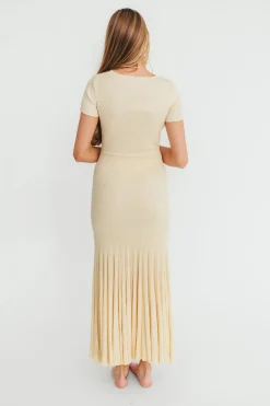 Hot Worth Collective April Pleated Maxi Dress in Cream