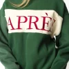 Online Worth Collective Après Colorblocked Crewneck in Pine Green