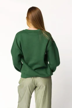 Online Worth Collective Après Colorblocked Crewneck in Pine Green