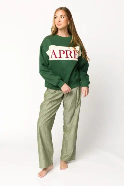 Online Worth Collective Après Colorblocked Crewneck in Pine Green