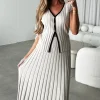 Online Worth Collective Arianna Contrast Knit Top and Maxi Skirt Set in Taupe/Black