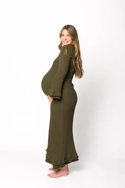 Online Worth Collective Arlet Dress in Olive - Bump Friendly