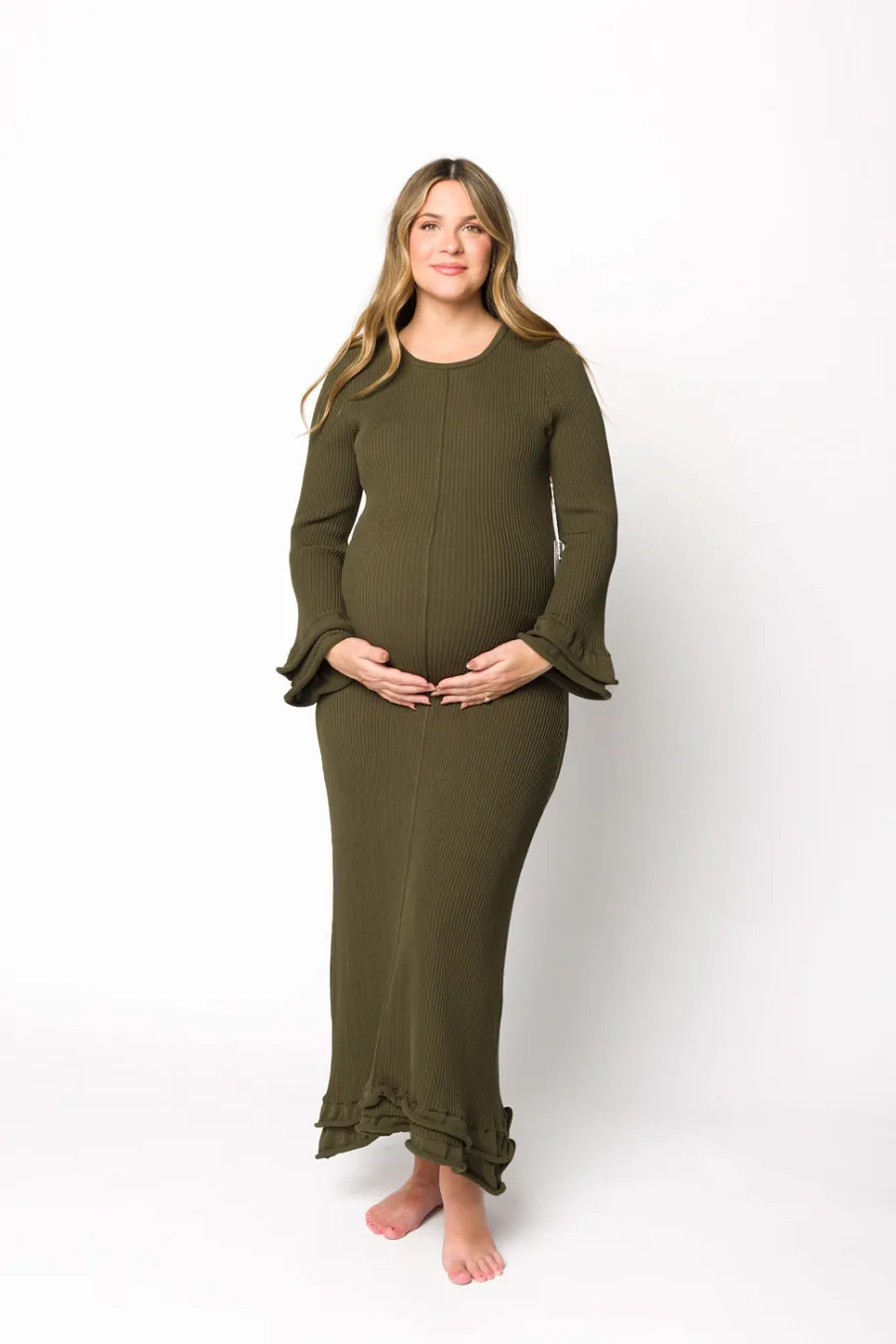 Online Worth Collective Arlet Dress in Olive - Bump Friendly