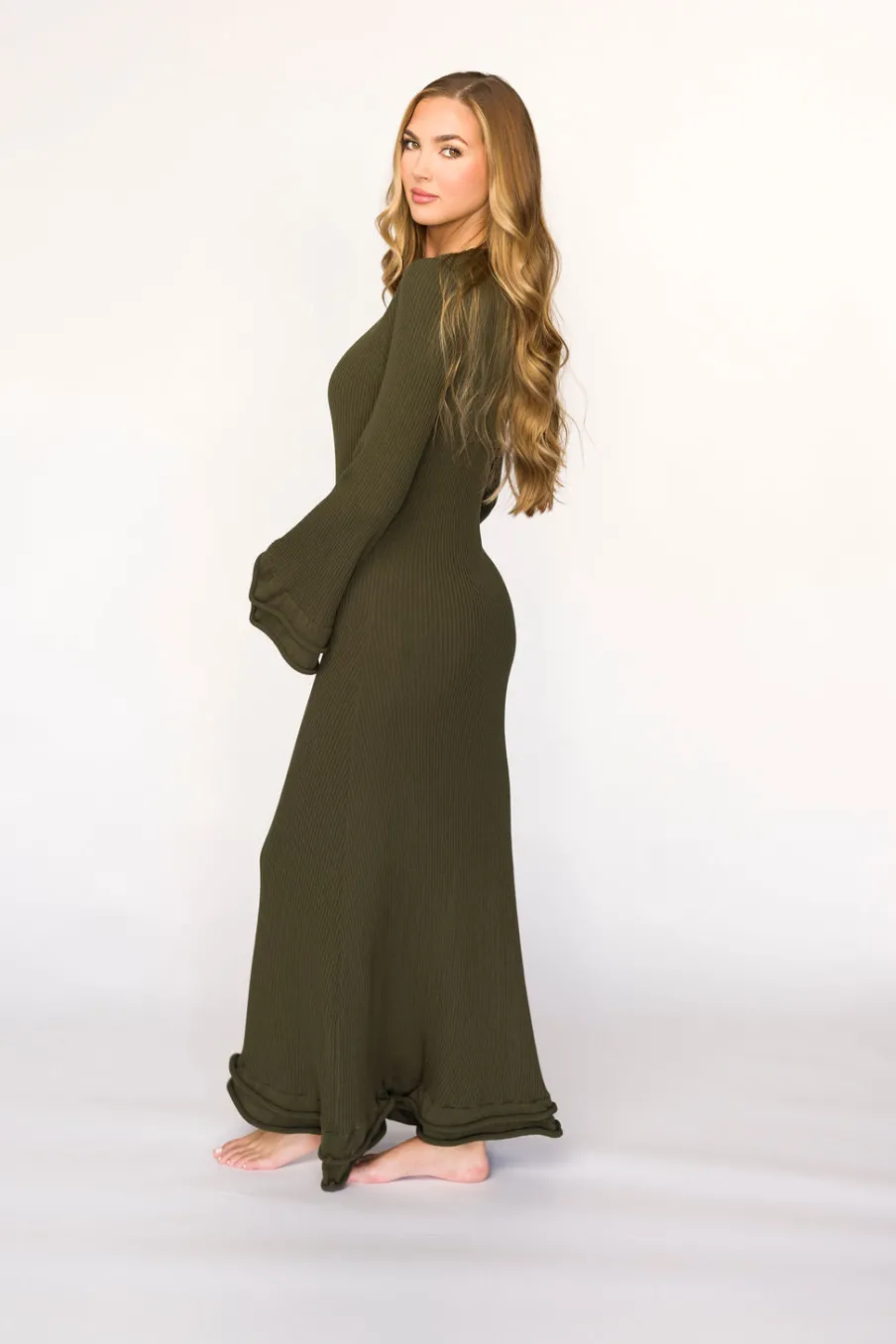 Online Worth Collective Arlet Dress in Olive - Bump Friendly